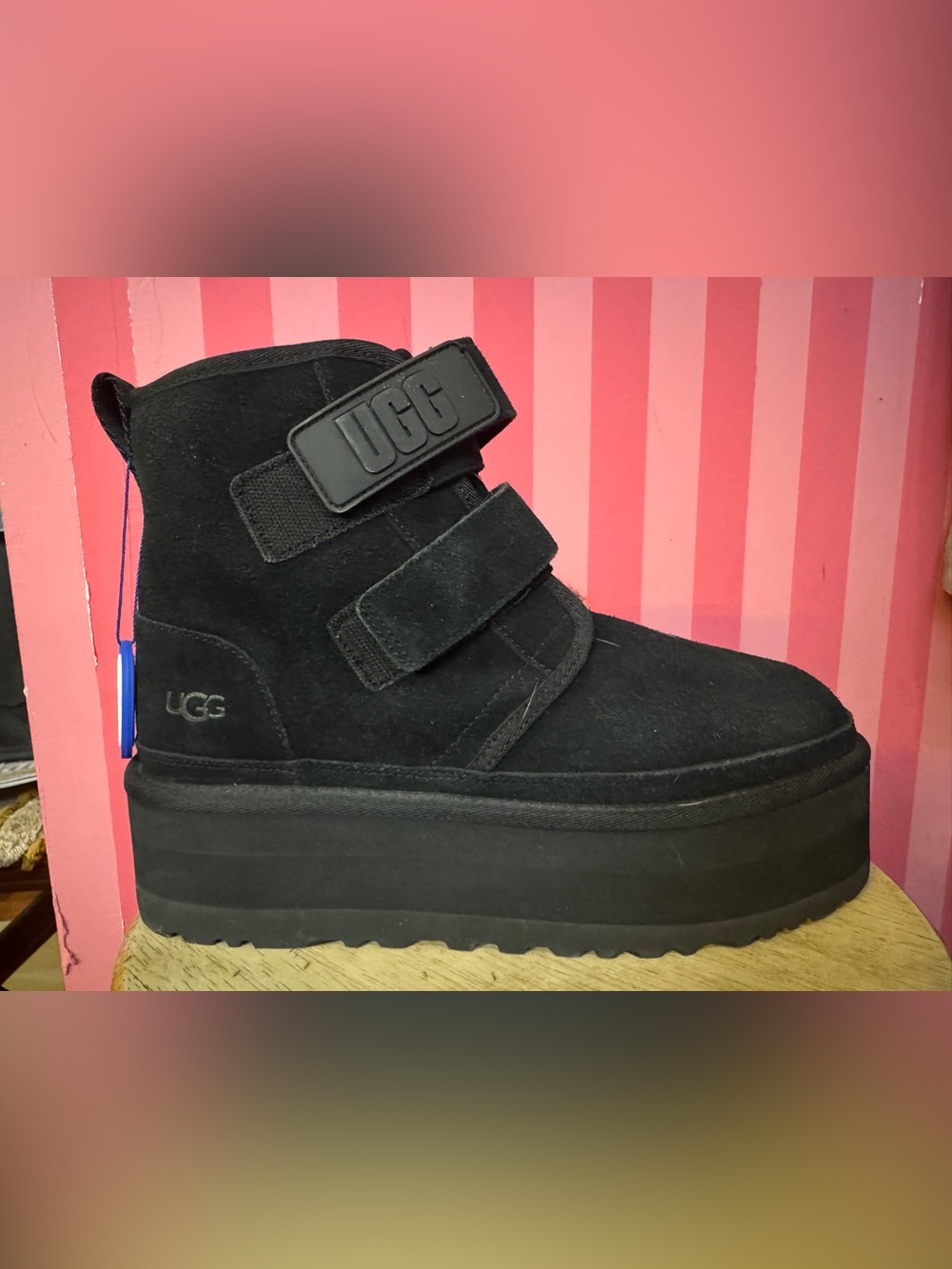 UGG Black Neumel Platform Boot with Dual Straps
